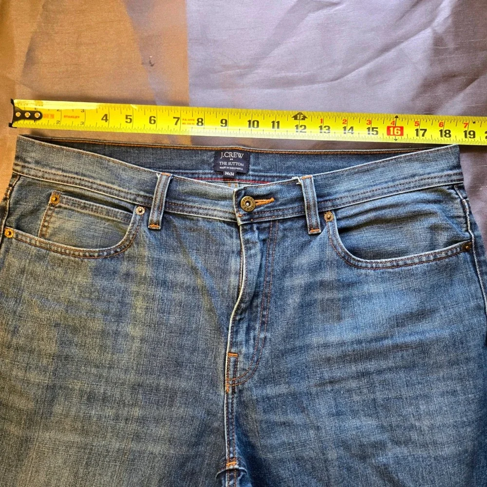 J. Crew The Sutton Mens 34(32)x34(36) Straight Leg‎ Blue Wash Denim Jeans READ